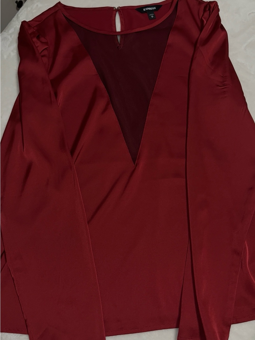 Express Burgundy V-Neck Long Sleeve Blouse